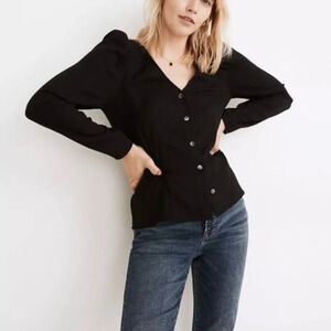 New Madewell Westover Top Black 4 Long Sleeve NB577